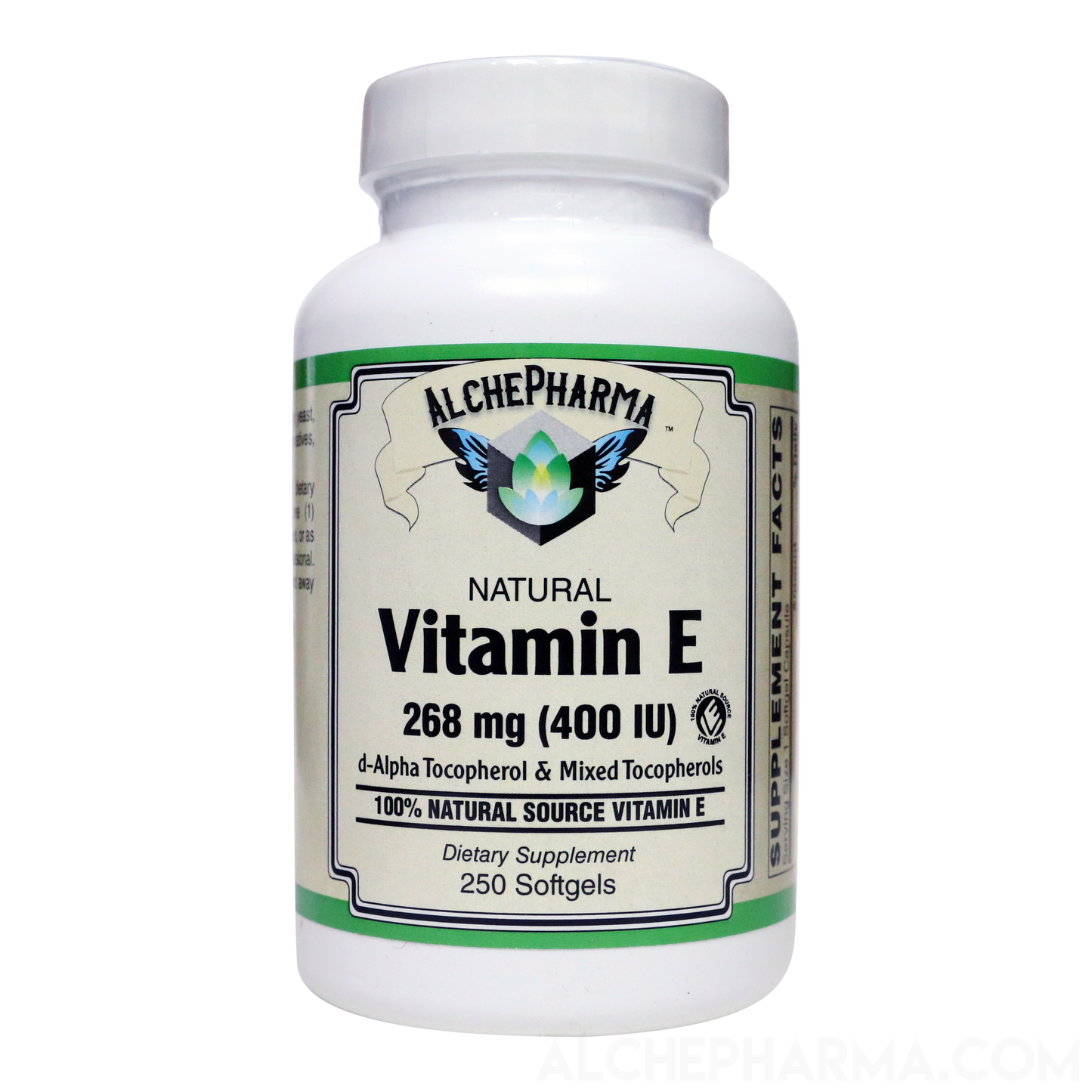 Vitamin E 268 mg (400 IU) 100% Natural Mixed Tocopherols D-Alpha form-AlchePharma