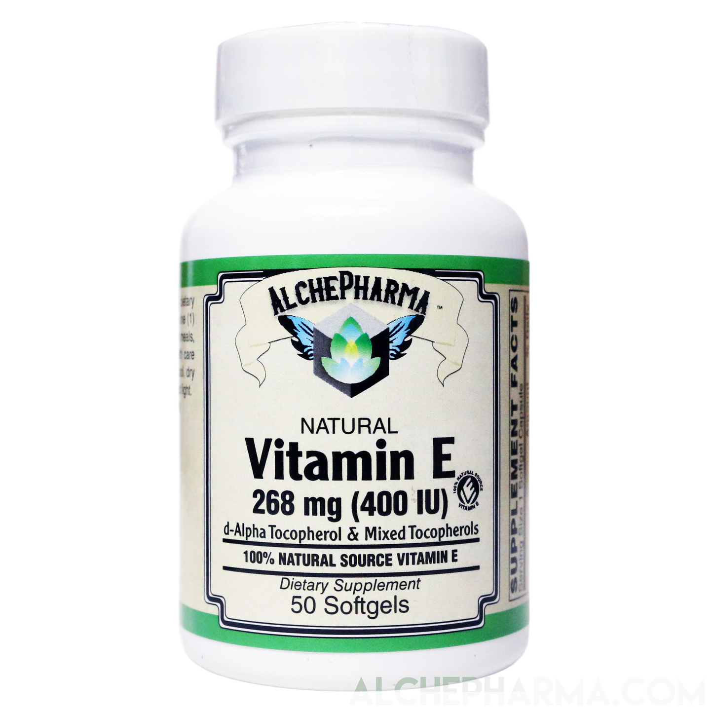 Vitamin E 268 mg (400 IU) 100% Natural Mixed Tocopherols D-Alpha form-AlchePharma