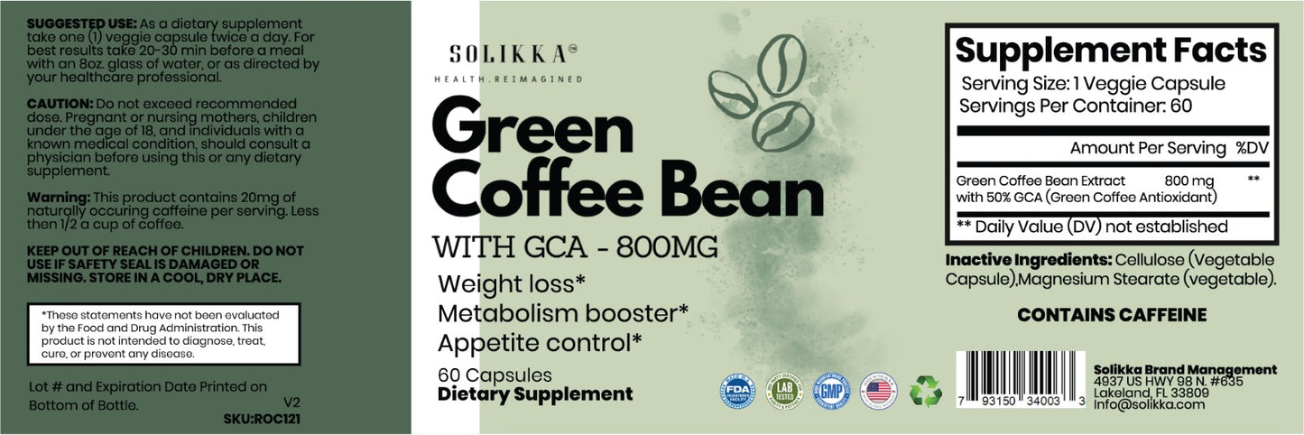 Solikka Green Coffee Bean w/GCA - 800mg