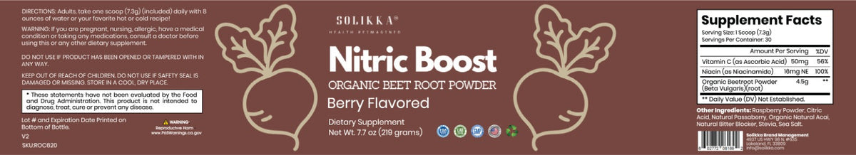 solikka Nitric Oxide Boost w/Organic BeetRoot Powder