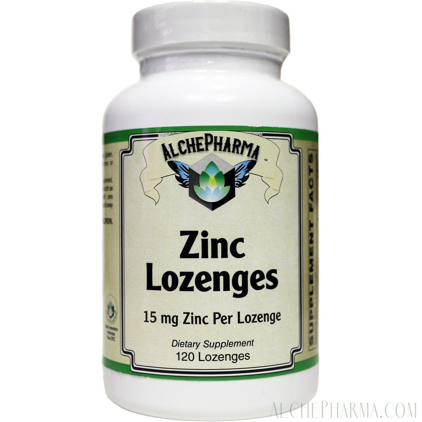 Zinc Lozenges ( Citrate / Gluconate ) 15 Mg. 60 lz w/ Slippery Elm & Bee Propolis - AlchePharma