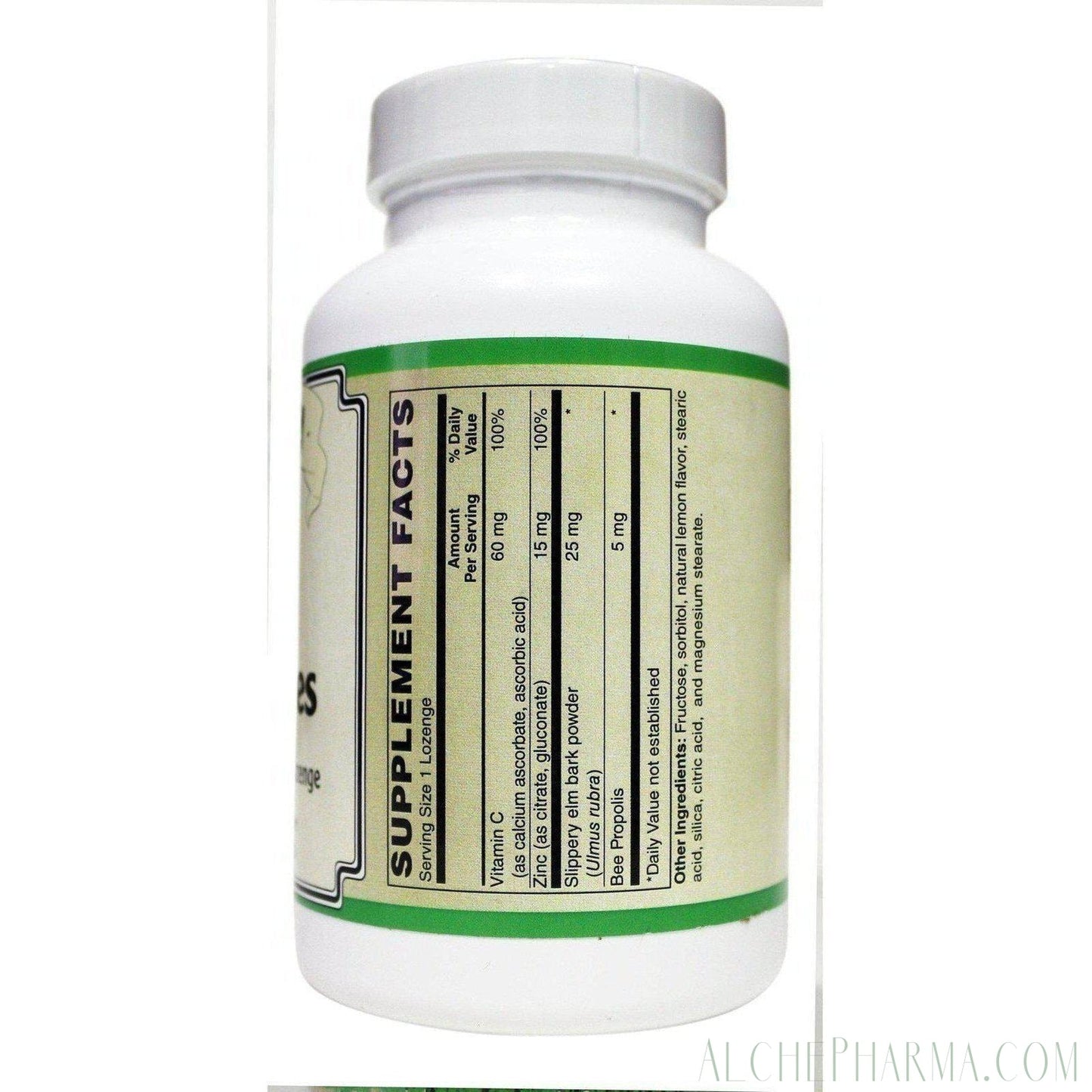 Zinc Lozenges ( Citrate / Gluconate ) 15 Mg. 60 lz w/ Slippery Elm & Bee Propolis - AlchePharma
