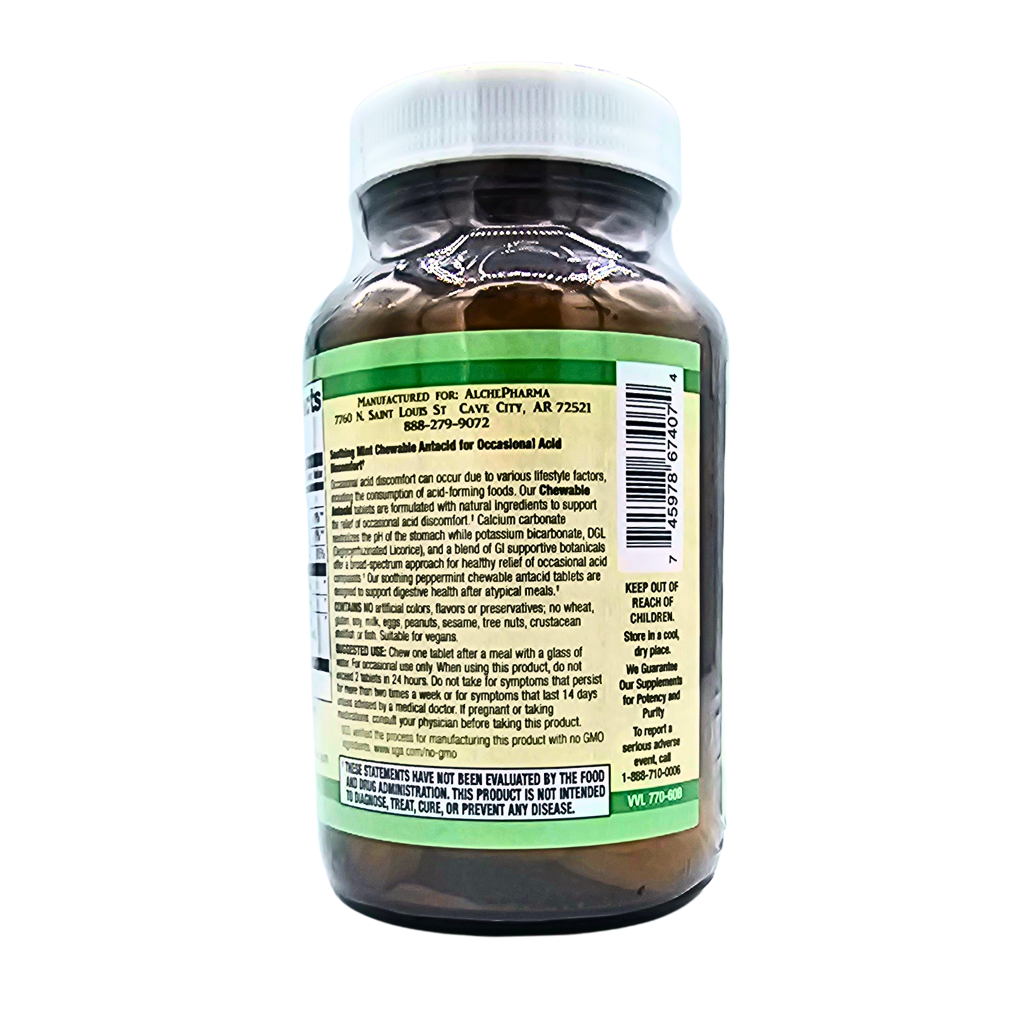 Chewable Antacid Tablets - Natural Peppermint Flavor
