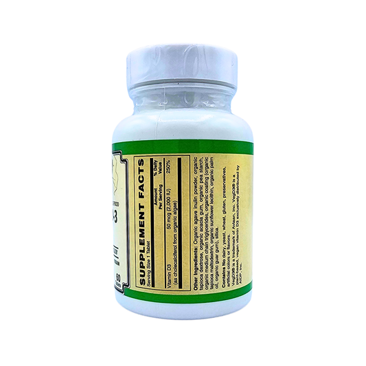 Vitamin D3 50 Mcg/2,000 IU - Certified Organic from Algae - 60 Tablets