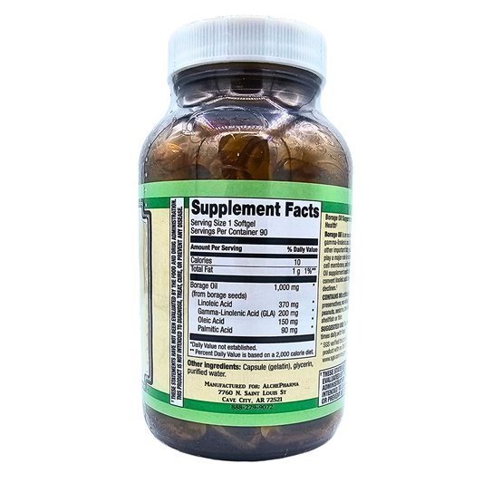 Borage Oil - 1,000 mg Cold Pressed & Hexane-Free