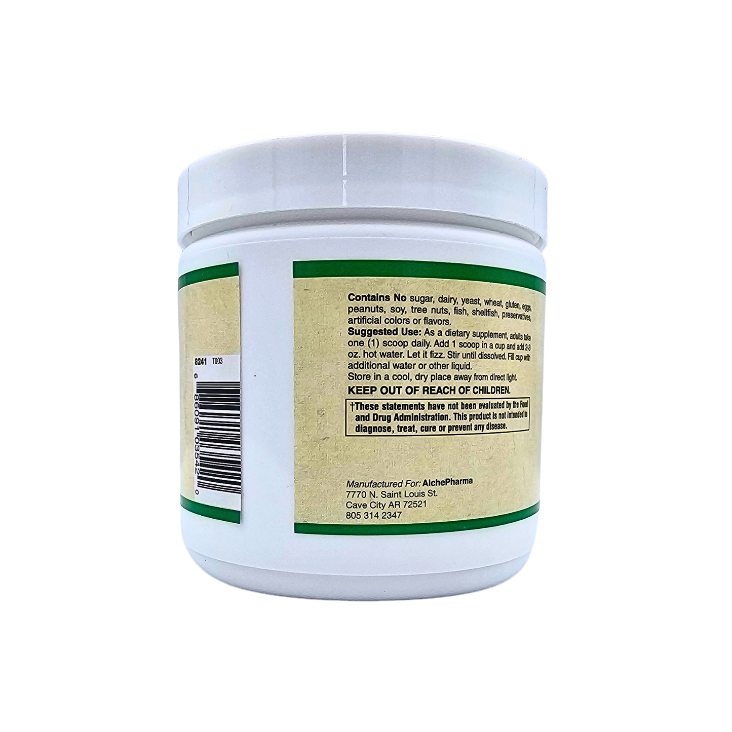 Whole Food Magnesium Powder - Effervescent, Lemon Flavored - 9.13 Oz