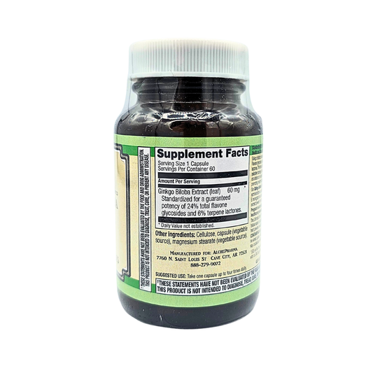 Ginkgo Biloba - 60 mg, Ultimate Extract, Standardized Capsules