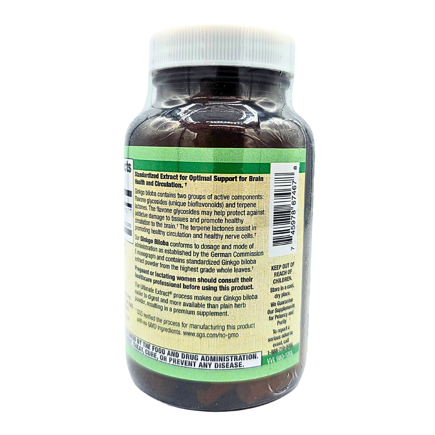 Ginkgo Biloba - 60 mg, Ultimate Extract, Standardized Capsules