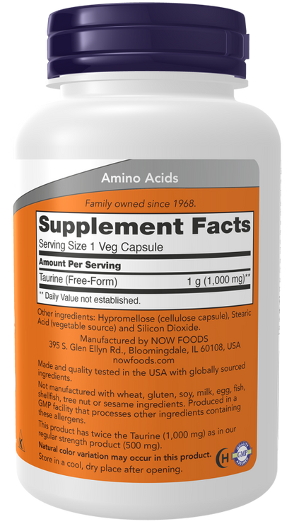 Taurine - Double Strength 1000 mg Veg Capsules