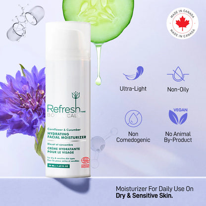 Hydrating Facial Moisturizer - Cornflower & Cucumber - 50 mL