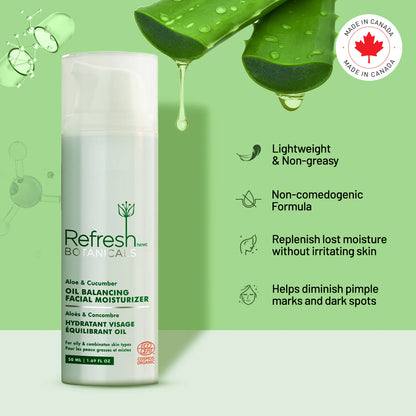 Oil Balancing Facial Moisturizer - Aloe & Cucumber - 50 mL