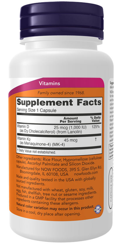 Vit D-3/K2 1000 IU/45 MCG  120 Capsules