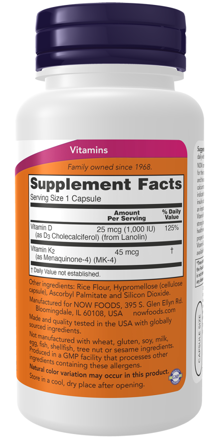 Vit D-3/K2 1000 IU/45 MCG  120 Capsules