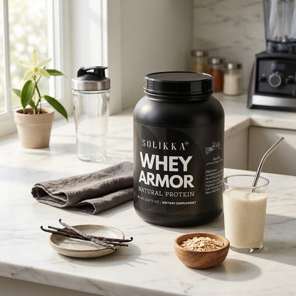 solikka 2lb Whey Armor Natural Protein Vanilla w/Stevia & Natural Flavor Non-GMO