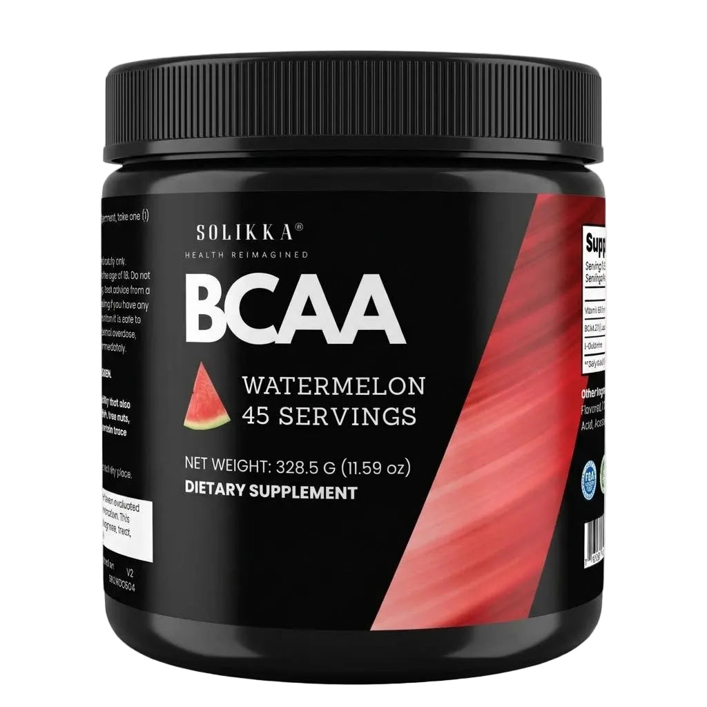 solikka BCAA Powder – 2:1:1 Ratio with L-Glutamine, Watermelon (45 Servings)