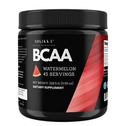 solikka BCAA Powder – 2:1:1 Ratio with L-Glutamine, Watermelon (45 Servings)