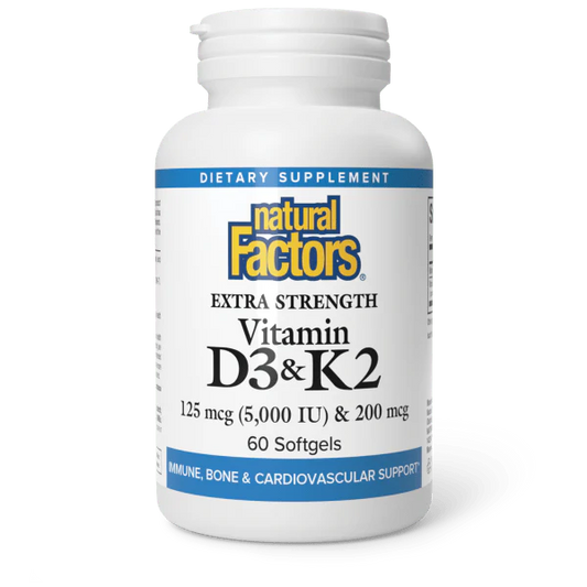 Vitamin D3 & K2 125 mcg (5,000 IU) & 200 mcg Extra Strength