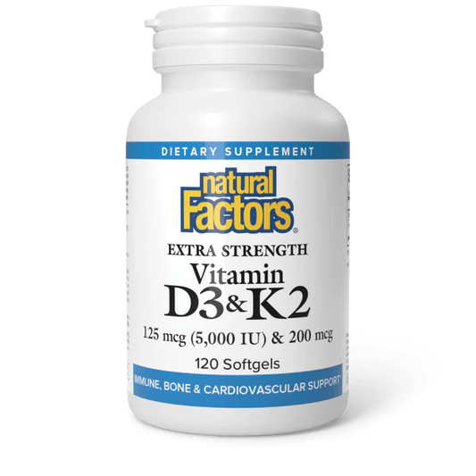 Vitamin D3 & K2 125 mcg (5,000 IU) & 200 mcg Extra Strength