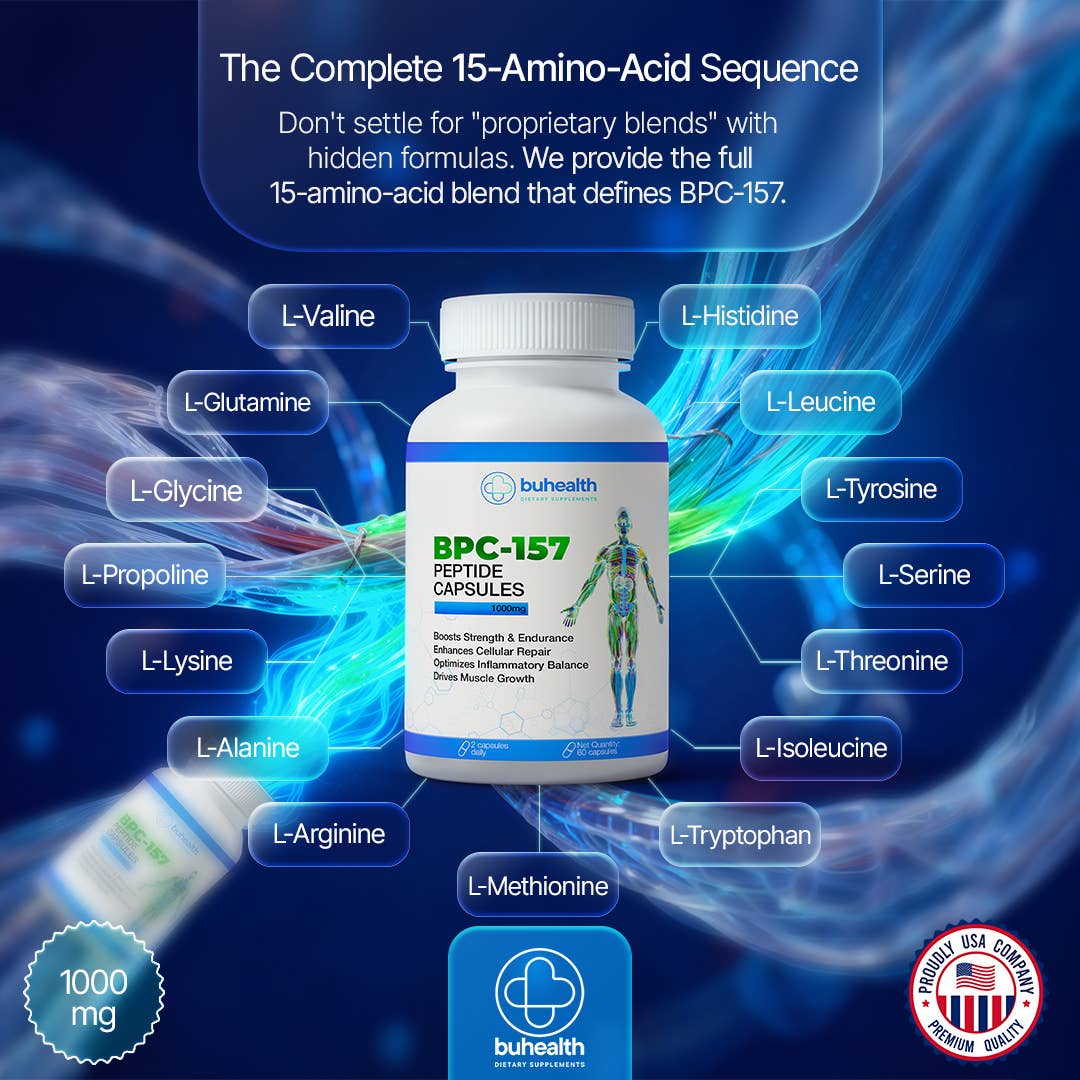 BPC-157 Capsules 1000 mcg | 60 Capsules | Made in USA | GMP