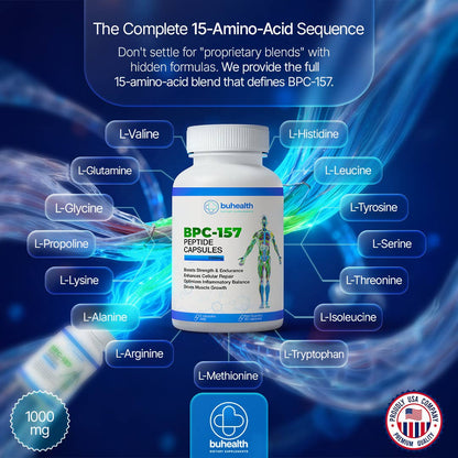 BPC-157 Capsules 1000 mcg | 60 Capsules | Made in USA | GMP