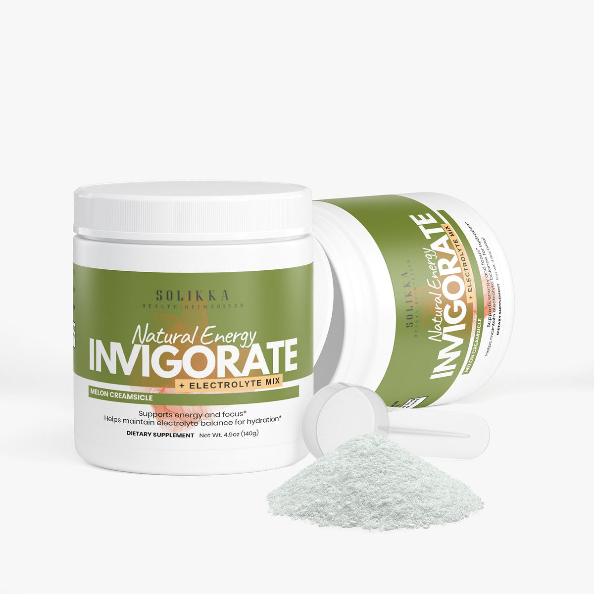 solikka Invigorate Natural Energy + Elecrtolyte Mix Melon Creamsicle 4.9 Oz