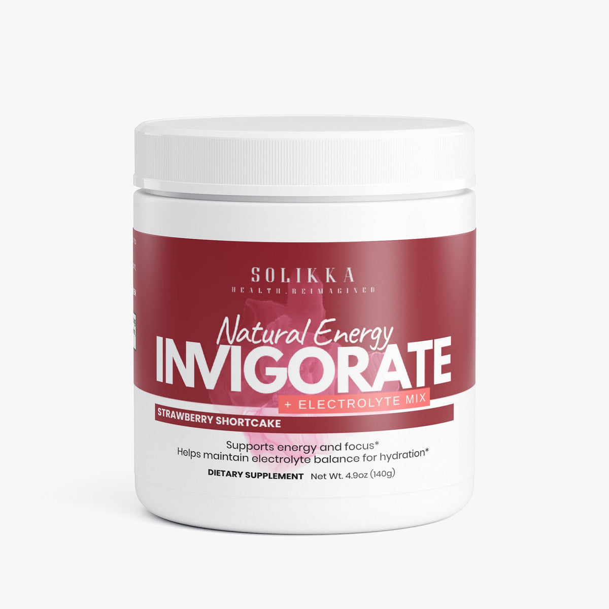 solikka Invigorate Natural Energy+Electrolyte Mix Strawberry Shortcake 4.9 Oz