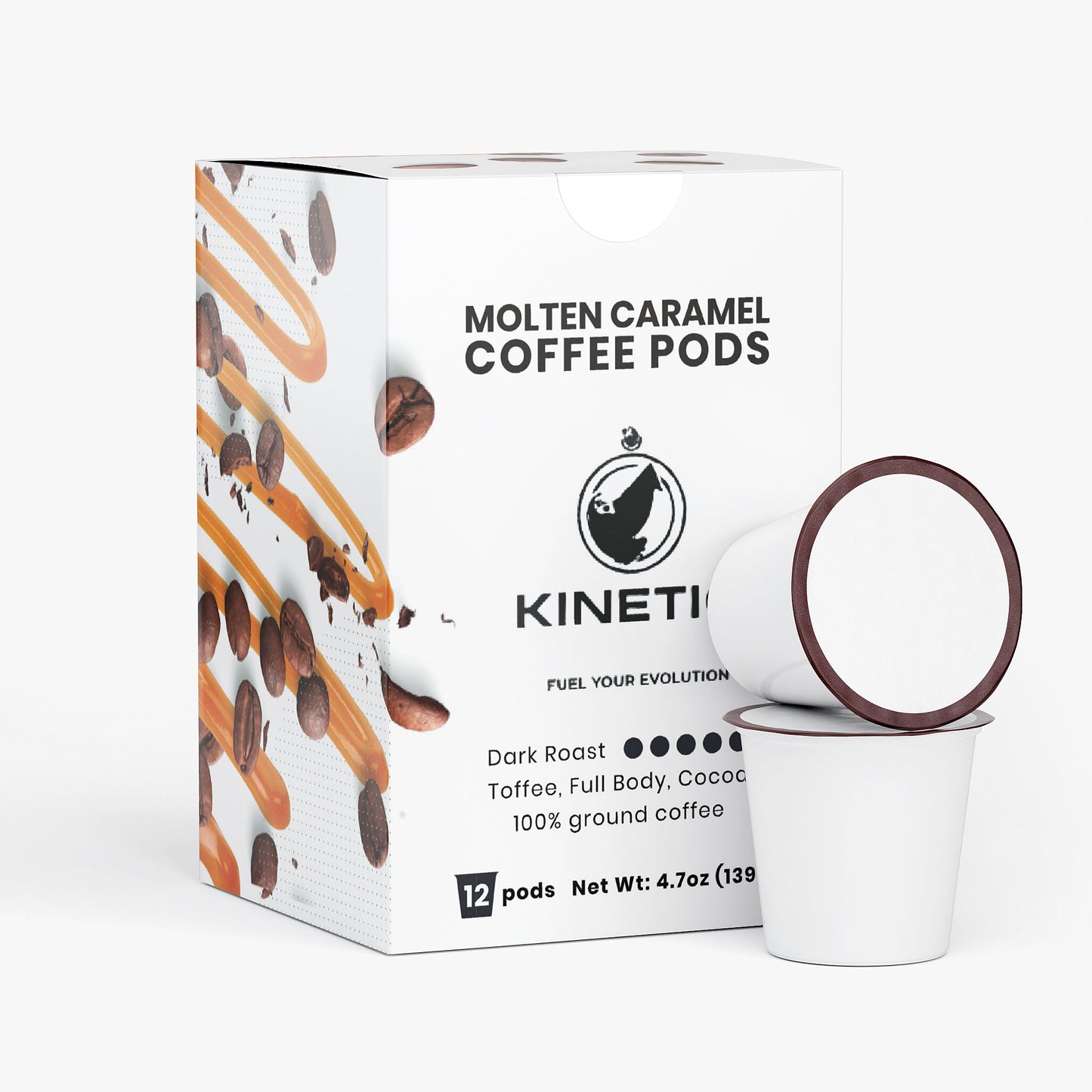 Molten Caramel Coffee Pods (Dark Roast) 12 Pods 4.7 Oz