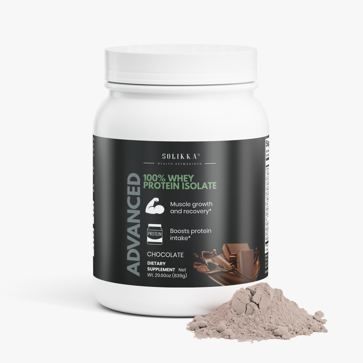 Solikka Advanced 100% Whey Protein Isolate (Chocolate) 29.6 Oz