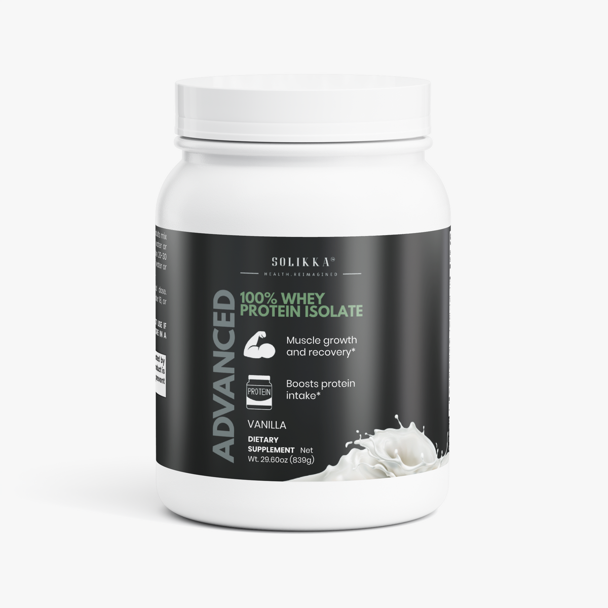 Solikka Advanced 100% Whey Protein Isolate (Vanilla) 29.6 Oz
