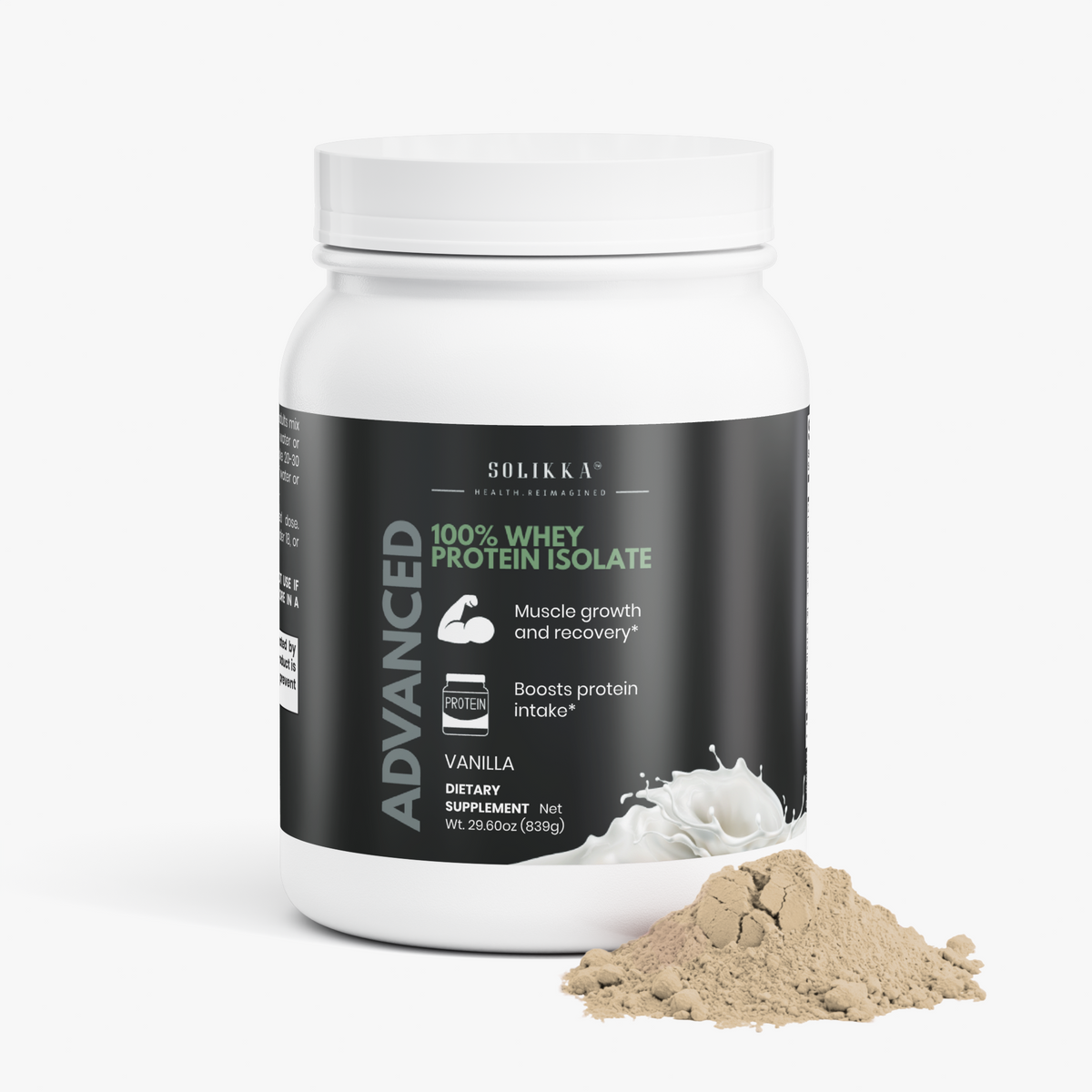 Solikka Advanced 100% Whey Protein Isolate (Vanilla) 29.6 Oz