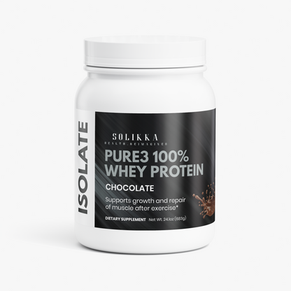 solikka Pure3 100% Whey Protein Isolate (Chocolate) 24.1 Oz
