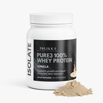solikka Pure3 100% Whey Protein Isolate (Vanilla) 24.1 Oz
