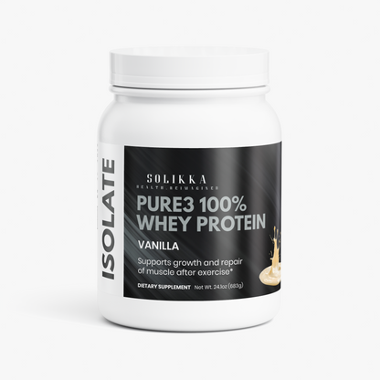 solikka Pure3 100% Whey Protein Isolate (Vanilla) 24.1 Oz
