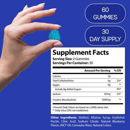 HARMONIFY Creatine Monohydrate Gummies 5000mg – Muscle Growth, Strength & Recovery Support – Vegan, Gluten-Free, Non-GMO – 60 Gummies