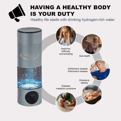 Hydrogen Water Bottle - Rechargeable - 7.78 Fl. Oz.