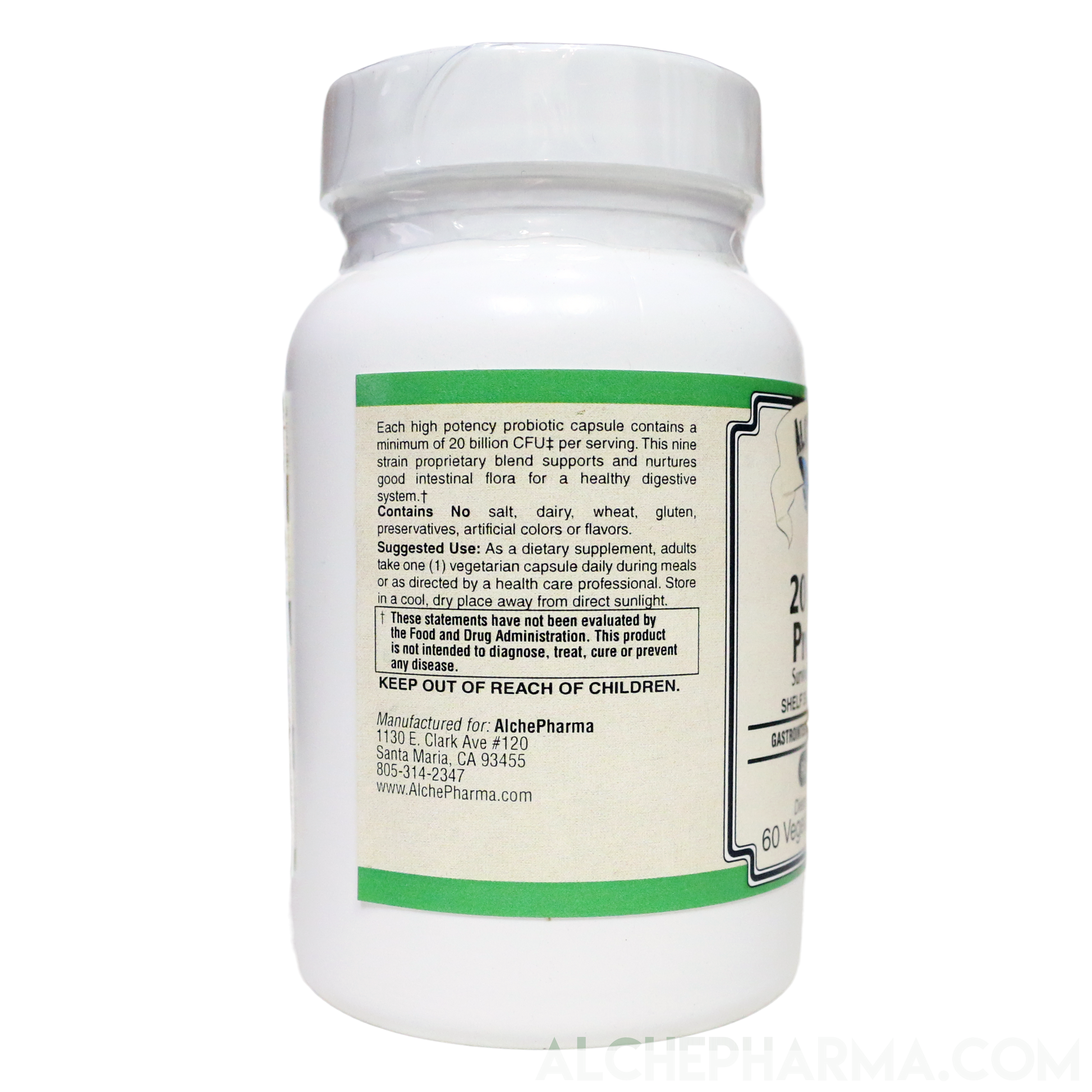 20 Billion Probiotic 9 Strains designed for daily maintenance and w/prebiotics-Vitamins & Supplements-AlchePharma