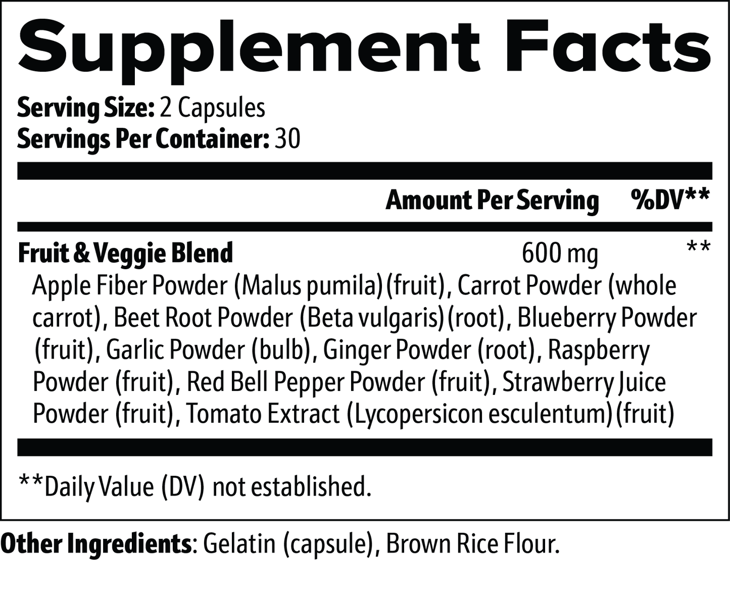 Fruits and Veggies 60 Capsules