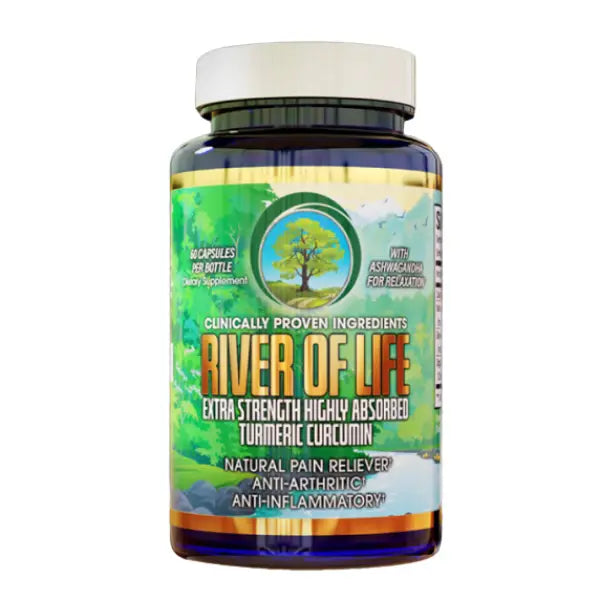River Of Life Natural Pain Reliever - Extra Strength Highly Absorbed Turmeric Curcumin - 60 Capsules
