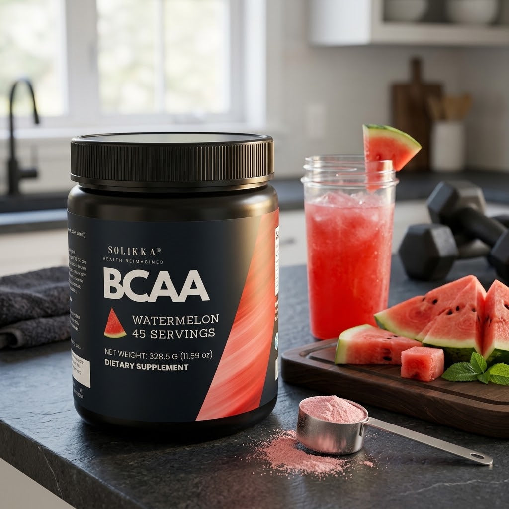 solikka BCAA Powder – 2:1:1 Ratio with L-Glutamine, Watermelon (45 Servings)