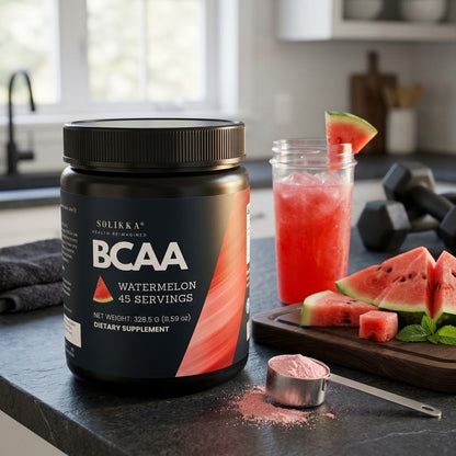 solikka BCAA Powder – 2:1:1 Ratio with L-Glutamine, Watermelon (45 Servings)