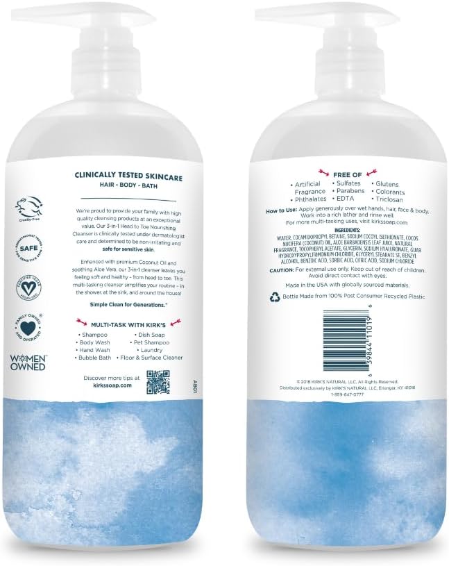 Kirk's Natural 3-in-1 Head to Toe Nourishing Liquid Cleanser