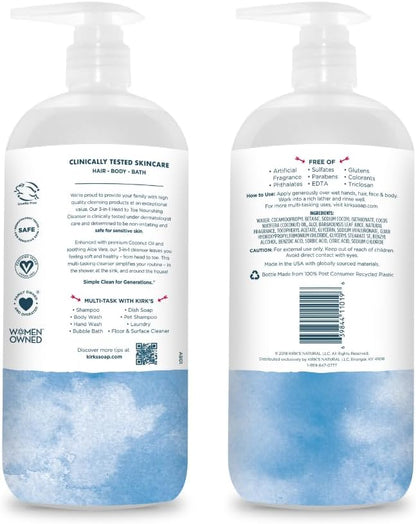 Kirk's Natural 3-in-1 Head to Toe Nourishing Liquid Cleanser