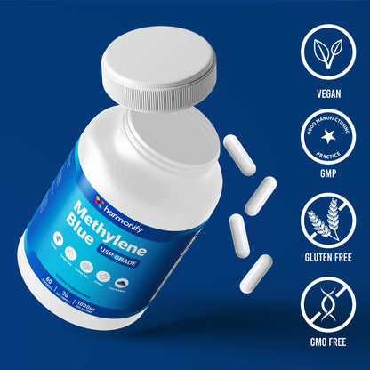 Methylene Blue Capsules with Lion’s Mane, Chaga, Cordyceps