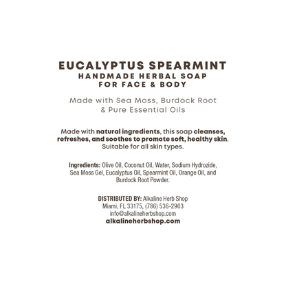 Herbal Bar Soap Face & Body Eucalyptus Spearmint 6oz