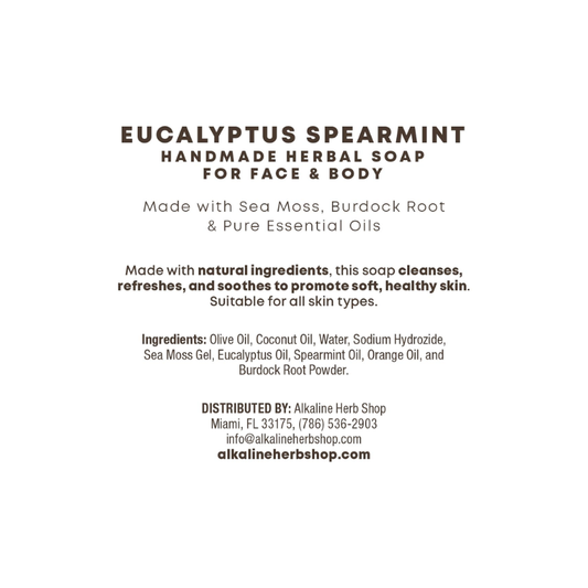 Herbal Bar Soap Face & Body Eucalyptus Spearmint 6oz