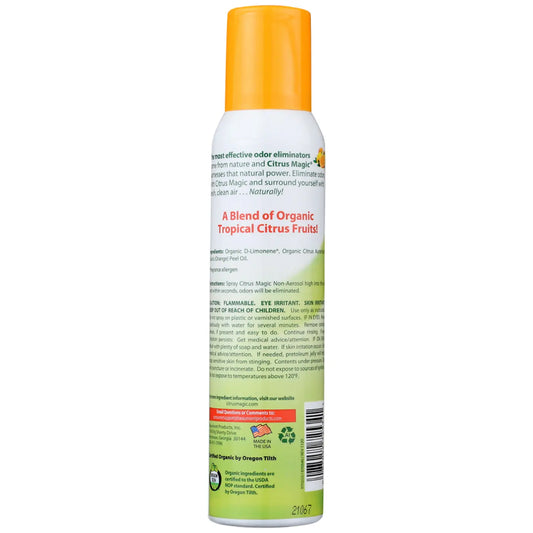 Odor Eliminating Air Freshener Spray - Organic, Orange Zest 3 Oz