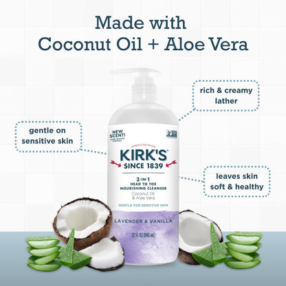Kirk's 3-in-1 Natural Head to Toe Nourishing Liquid Cleanser