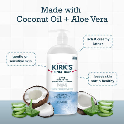 Kirk's Natural 3-in-1 Head to Toe Nourishing Liquid Cleanser