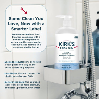 Kirk's Natural 3-in-1 Head to Toe Nourishing Liquid Cleanser