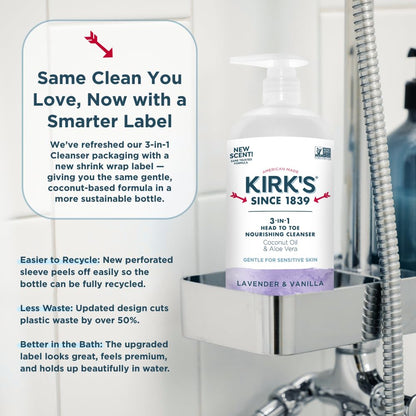 Kirk's Lavender & Vanilla 3-in-1 Nourishing Cleanser